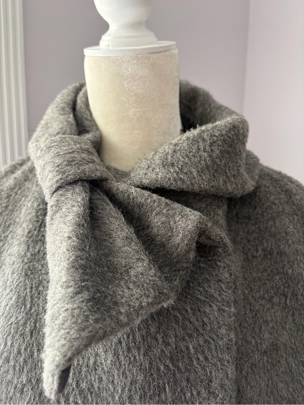 Talbots Gray Tie-Neck Wool-Blend Trench Coat
